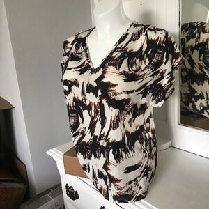 Calvin Klein Jeans Brown Print V-Neck Top S